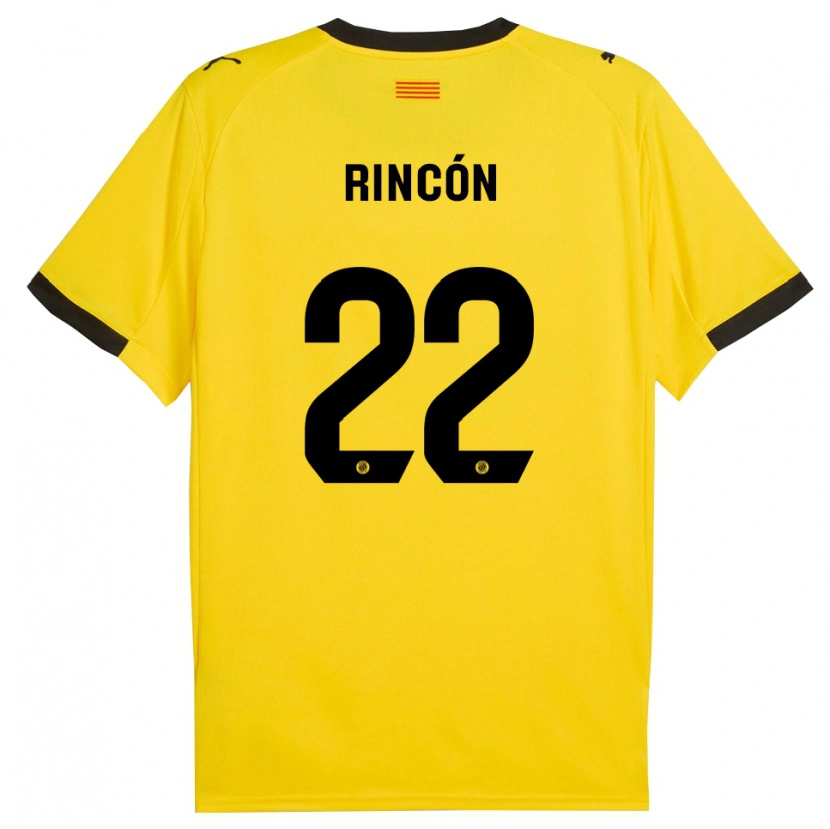 Danxen Kinder Hugo Rincón #22 Gelb Schwarz Auswärtstrikot Trikot 2025/26 T-Shirt