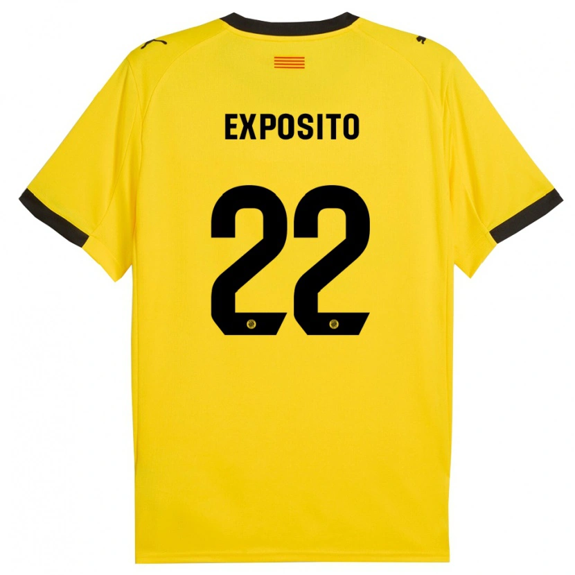 Danxen Kinder Samu Expósito #22 Gelb Schwarz Auswärtstrikot Trikot 2025/26 T-Shirt