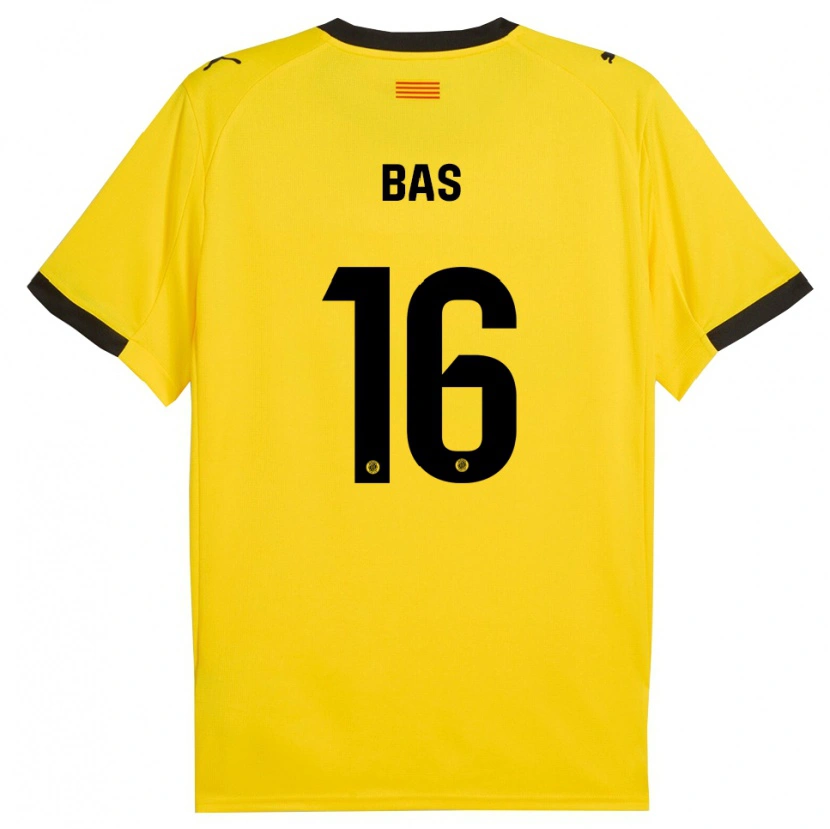 Danxen Kinder Jordi Bas #16 Gelb Schwarz Auswärtstrikot Trikot 2025/26 T-Shirt