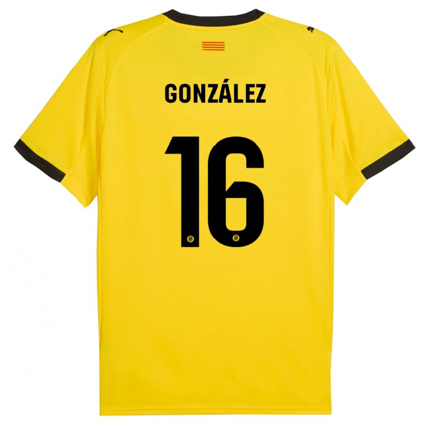Danxen Kinder Lau González #16 Gelb Schwarz Auswärtstrikot Trikot 2025/26 T-Shirt