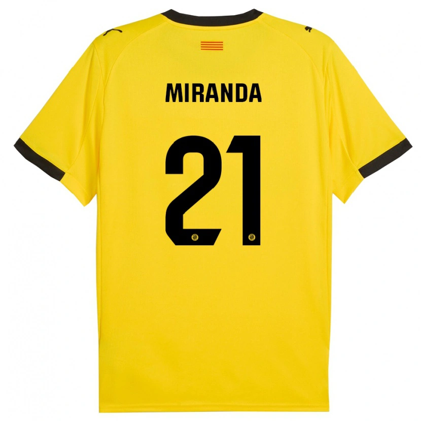 Danxen Kinder Adri Miranda #21 Gelb Schwarz Auswärtstrikot Trikot 2025/26 T-Shirt