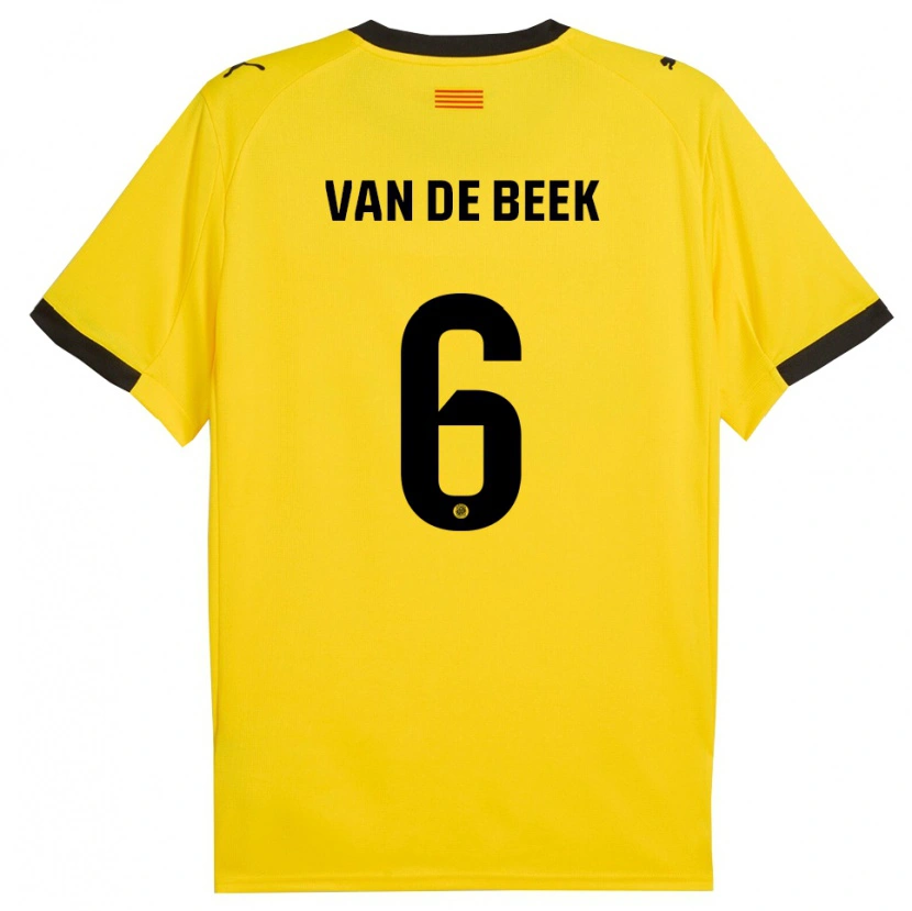 Danxen Kinder Donny Van De Beek #6 Gelb Schwarz Auswärtstrikot Trikot 2025/26 T-Shirt