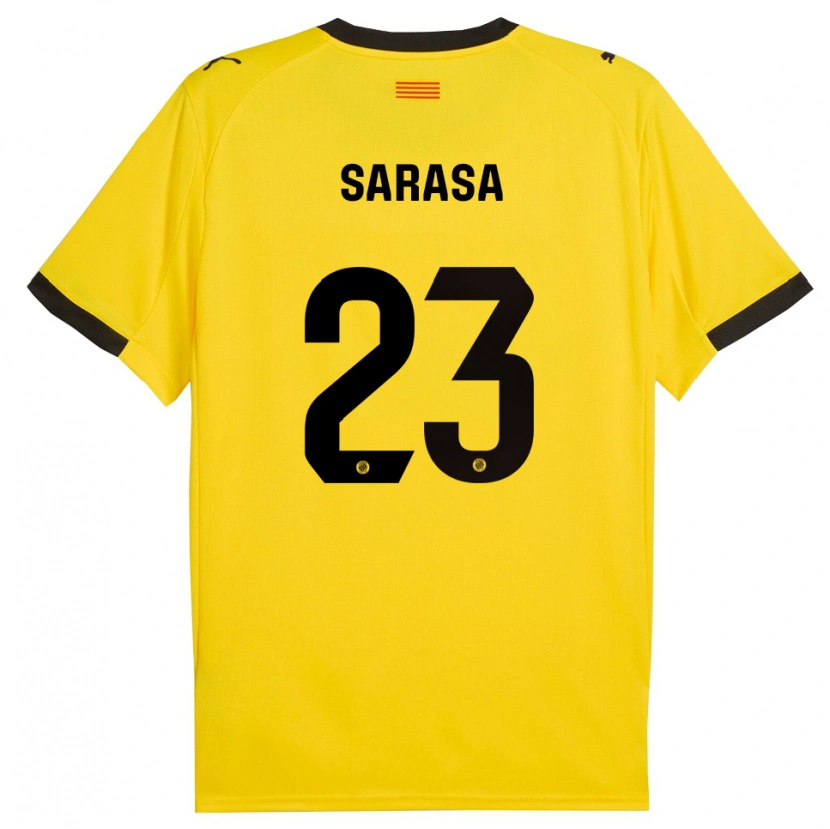 Danxen Kinder Javi Sarasa #23 Gelb Schwarz Auswärtstrikot Trikot 2025/26 T-Shirt