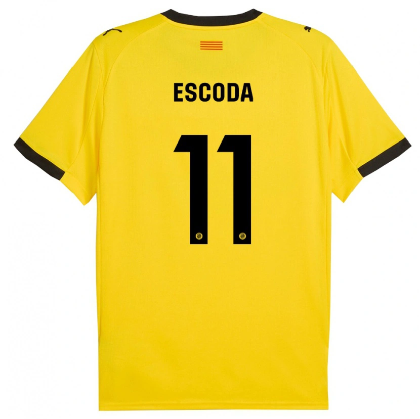 Danxen Kinder David Escoda #11 Gelb Schwarz Auswärtstrikot Trikot 2025/26 T-Shirt
