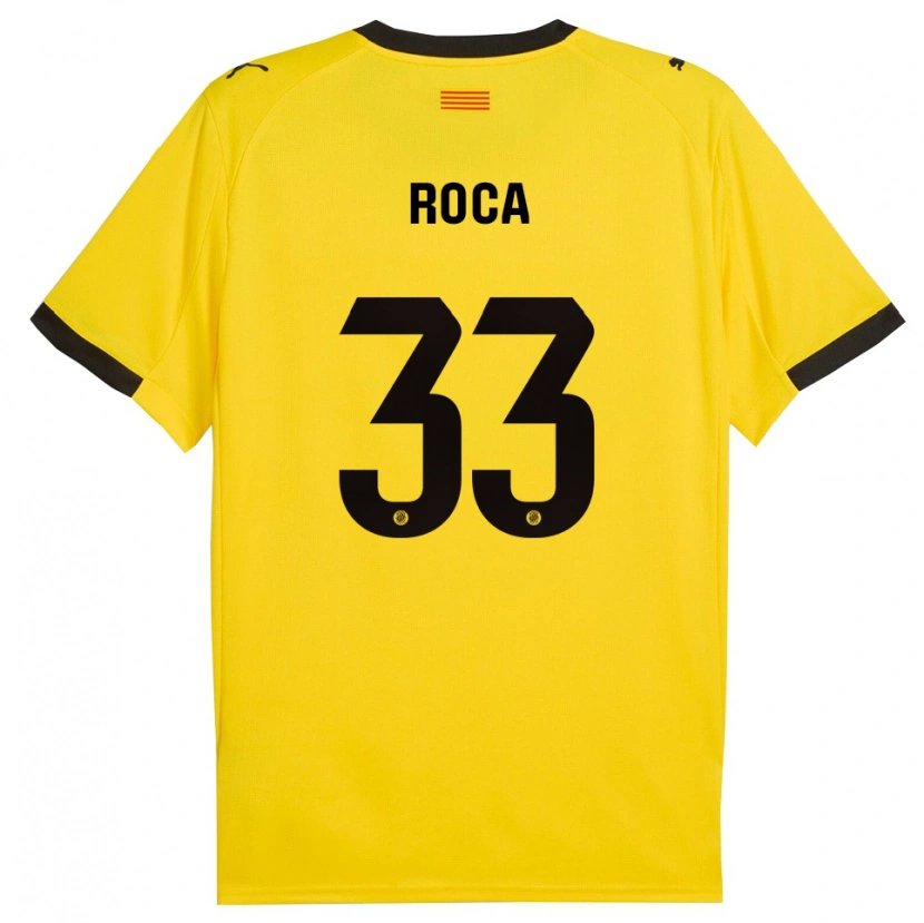 Danxen Kinder Joel Roca #33 Gelb Schwarz Auswärtstrikot Trikot 2025/26 T-Shirt