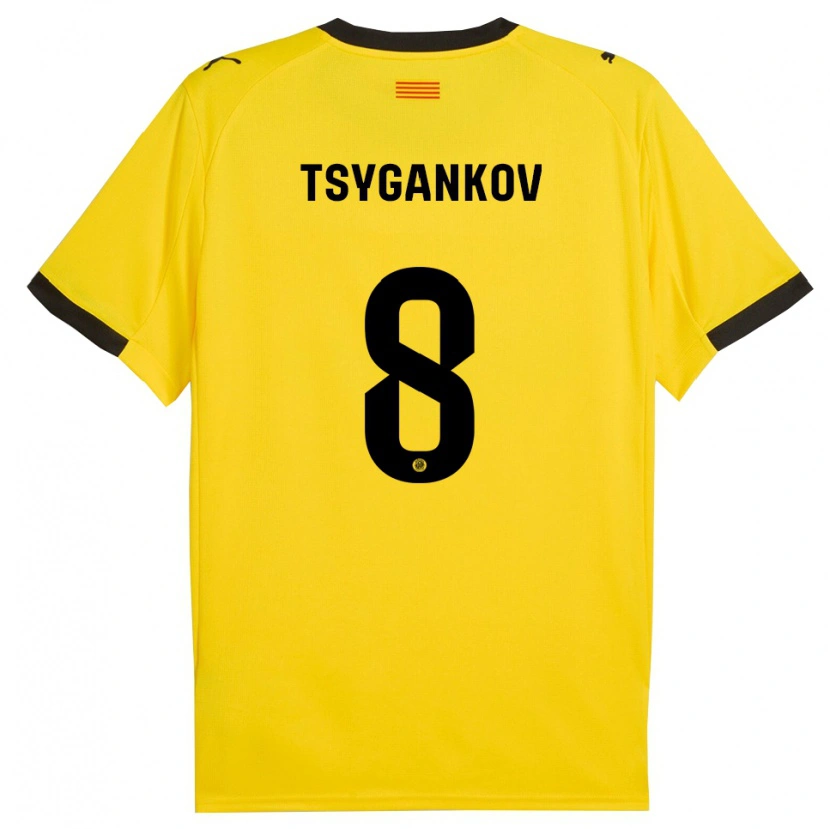 Danxen Kinder Viktor Tsygankov #8 Gelb Schwarz Auswärtstrikot Trikot 2025/26 T-Shirt