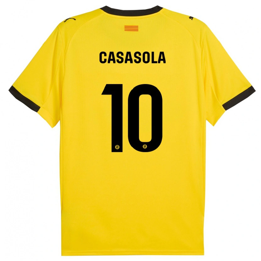 Danxen Kinder Derek Casasola #10 Gelb Schwarz Auswärtstrikot Trikot 2025/26 T-Shirt