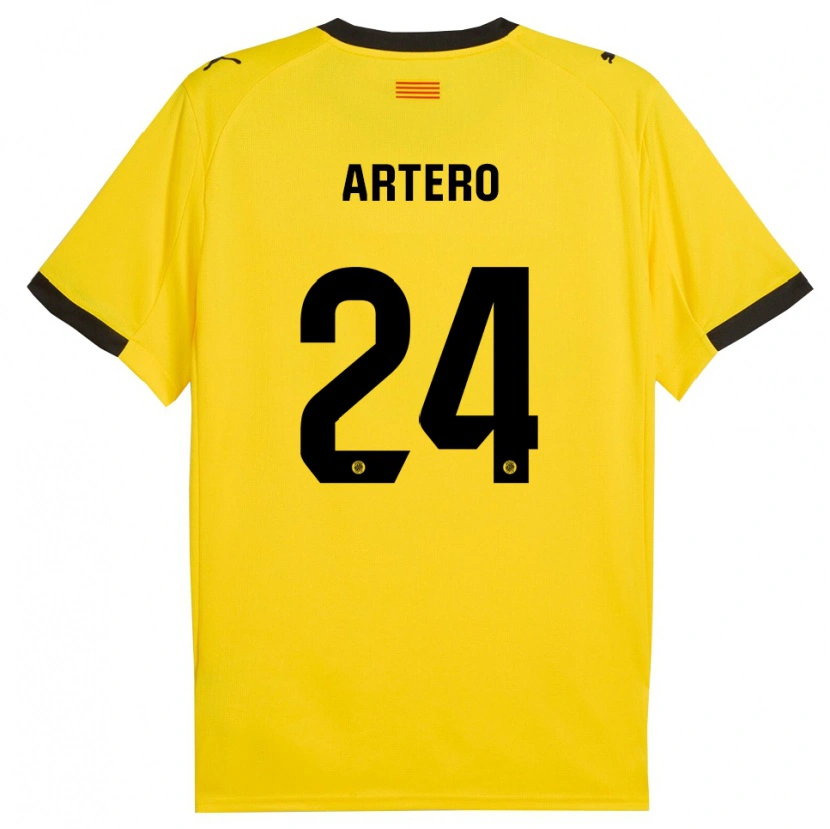 Danxen Kinder Ricard Artero #24 Gelb Schwarz Auswärtstrikot Trikot 2025/26 T-Shirt