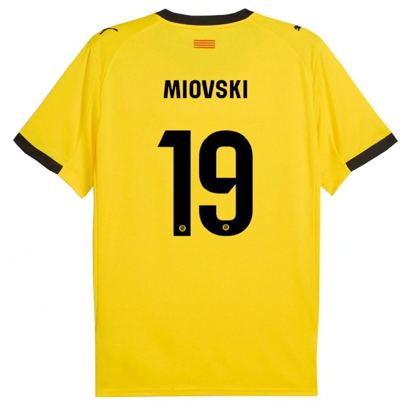 Danxen Kinder Bojan Miovski #19 Gelb Schwarz Auswärtstrikot Trikot 2025/26 T-Shirt