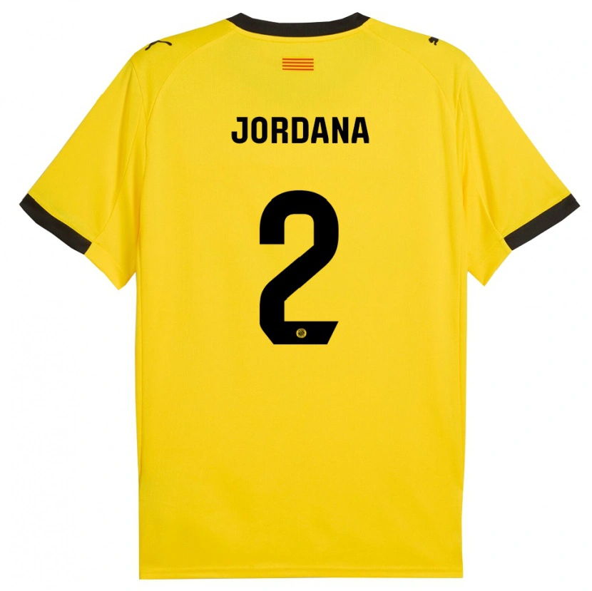 Danxen Kinder Gibert Jordana #2 Gelb Schwarz Auswärtstrikot Trikot 2025/26 T-Shirt