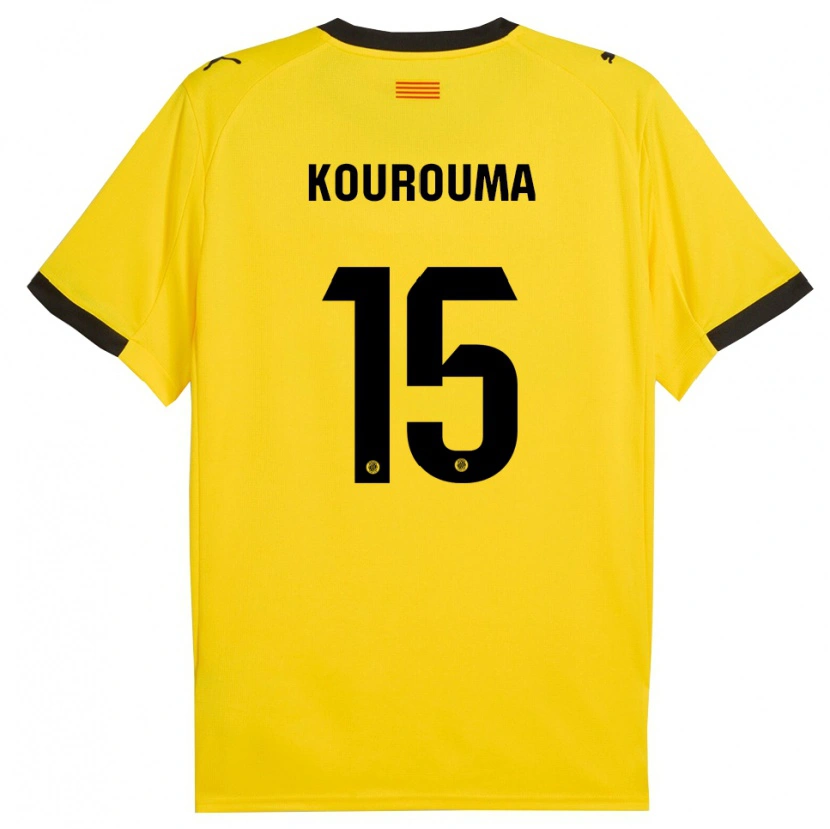 Danxen Kinder Lass Kourouma #15 Gelb Schwarz Auswärtstrikot Trikot 2025/26 T-Shirt