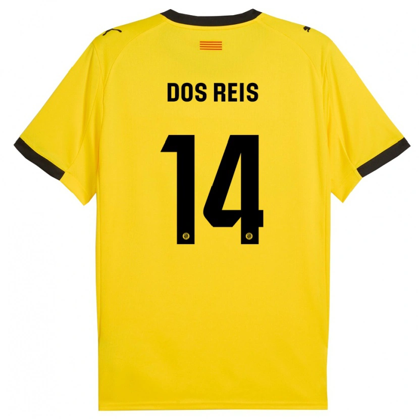Danxen Kinder Leo Dos Reis #14 Gelb Schwarz Auswärtstrikot Trikot 2025/26 T-Shirt