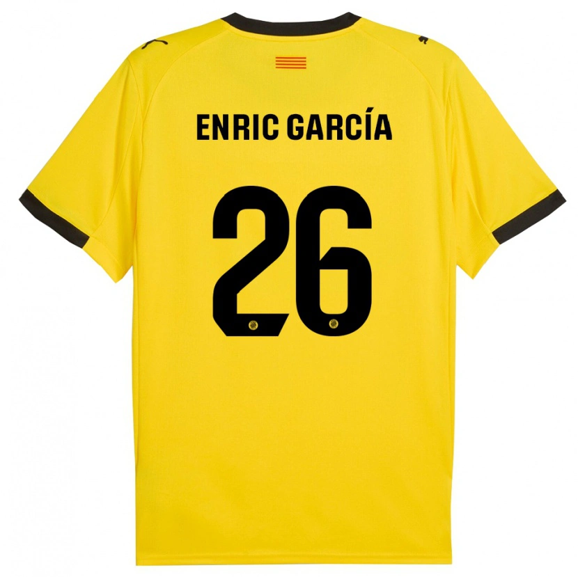 Danxen Kinder Enric García #26 Gelb Schwarz Auswärtstrikot Trikot 2025/26 T-Shirt