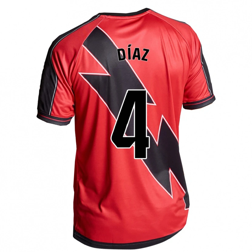 Danxen Kinder Pedro Díaz #4 Rot Schwarz Auswärtstrikot Trikot 2025/26 T-Shirt
