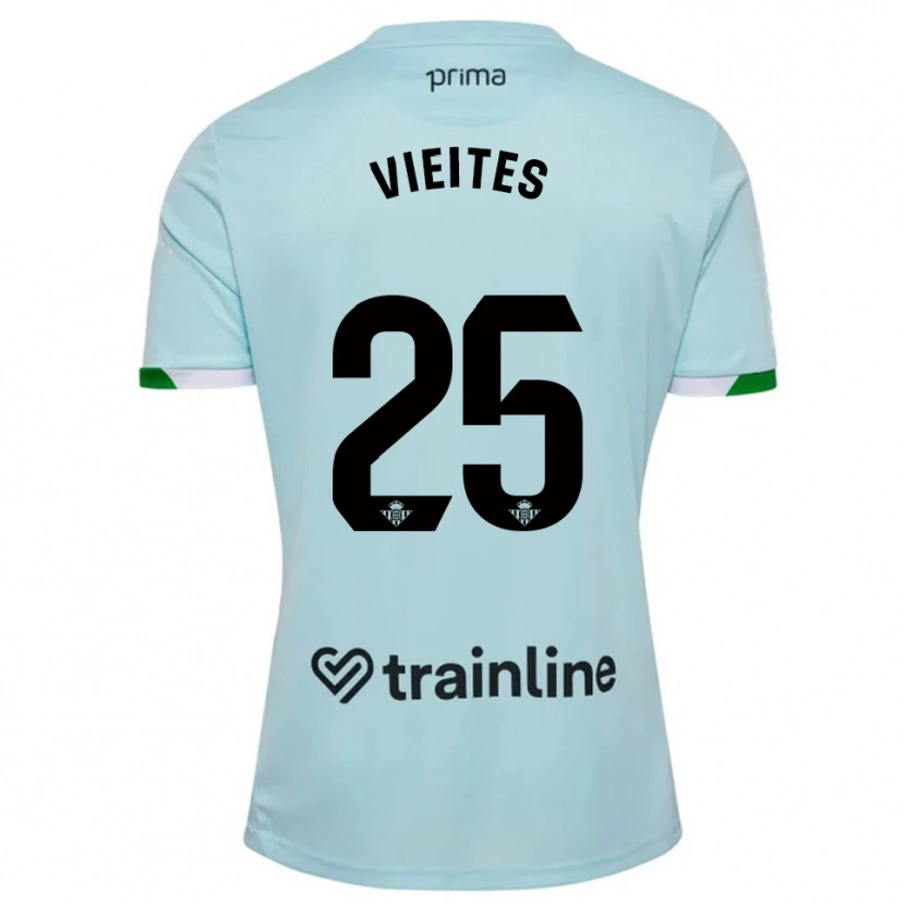 Danxen Kinder Fran Vieites #25 Himmelblau Grün Auswärtstrikot Trikot 2025/26 T-Shirt