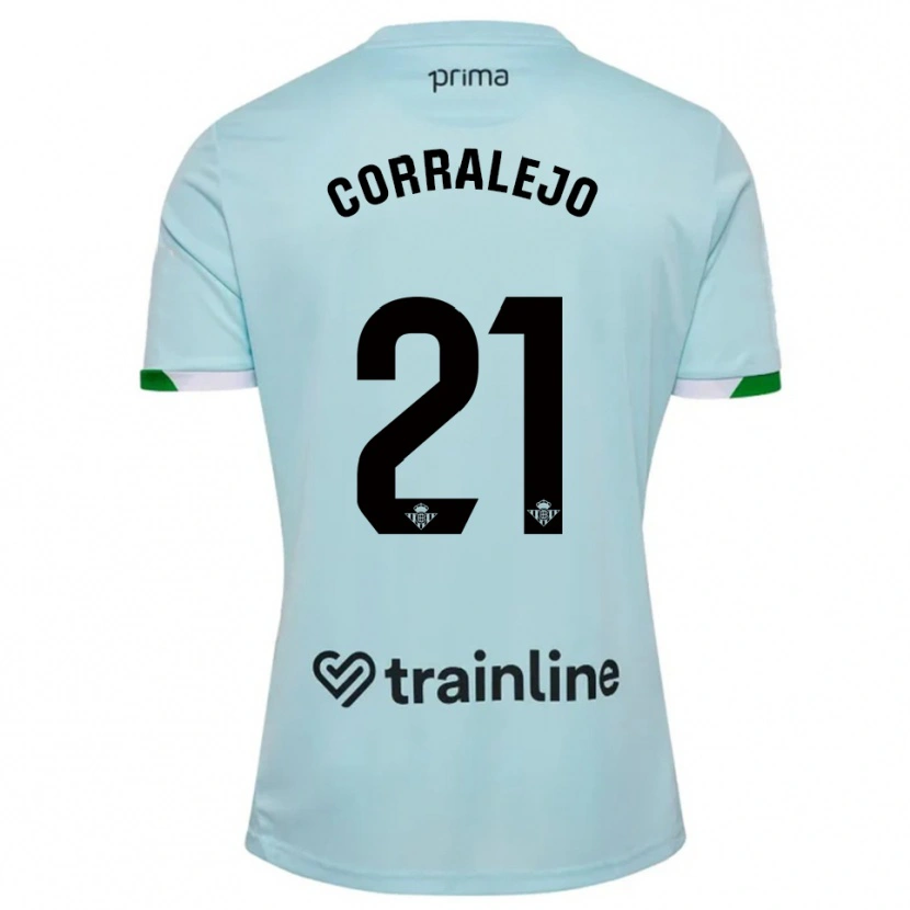 Danxen Kinder Iván Corralejo #21 Himmelblau Grün Auswärtstrikot Trikot 2025/26 T-Shirt