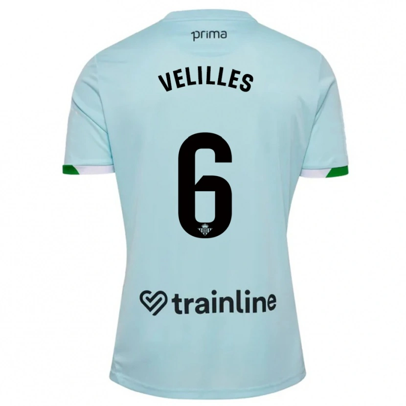 Danxen Kinder Luis Velilles #6 Himmelblau Grün Auswärtstrikot Trikot 2025/26 T-Shirt