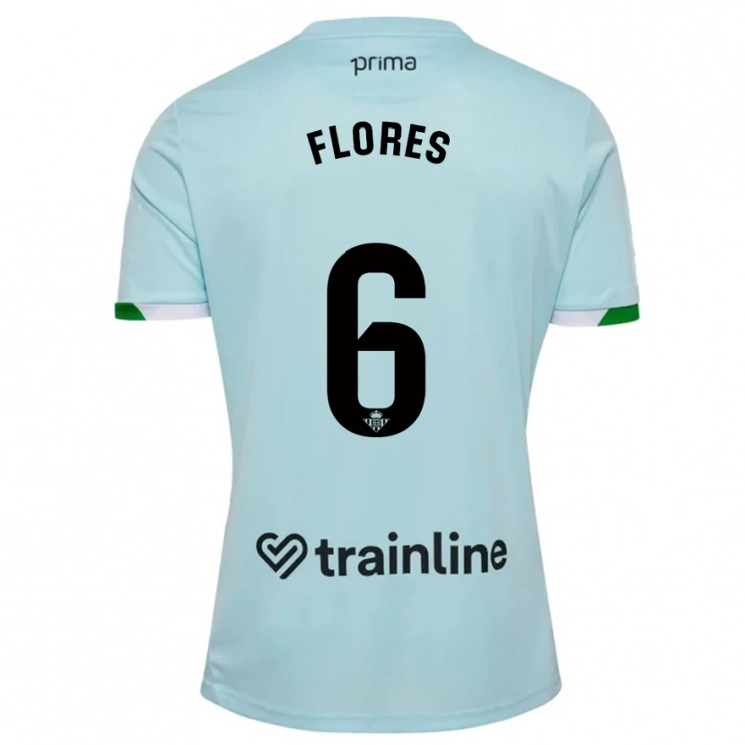 Danxen Kinder Mateo Flores #6 Himmelblau Grün Auswärtstrikot Trikot 2025/26 T-Shirt