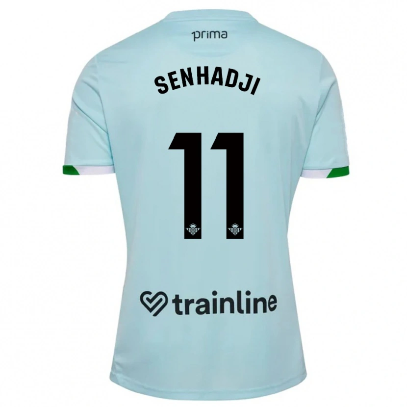 Danxen Kinder Yanis Senhadji #11 Himmelblau Grün Auswärtstrikot Trikot 2025/26 T-Shirt