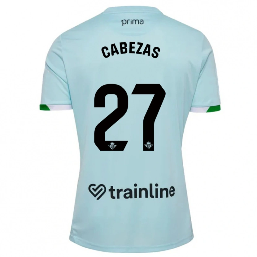 Danxen Kinder Ángela Cabezas #27 Himmelblau Grün Auswärtstrikot Trikot 2025/26 T-Shirt