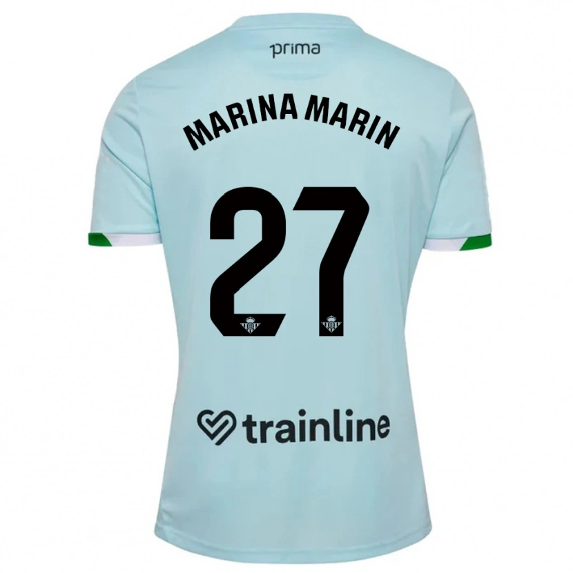Danxen Kinder Marina Marín #27 Himmelblau Grün Auswärtstrikot Trikot 2025/26 T-Shirt