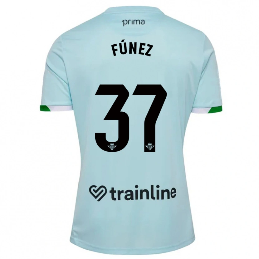 Danxen Kinder Rica Fúnez #37 Himmelblau Grün Auswärtstrikot Trikot 2025/26 T-Shirt