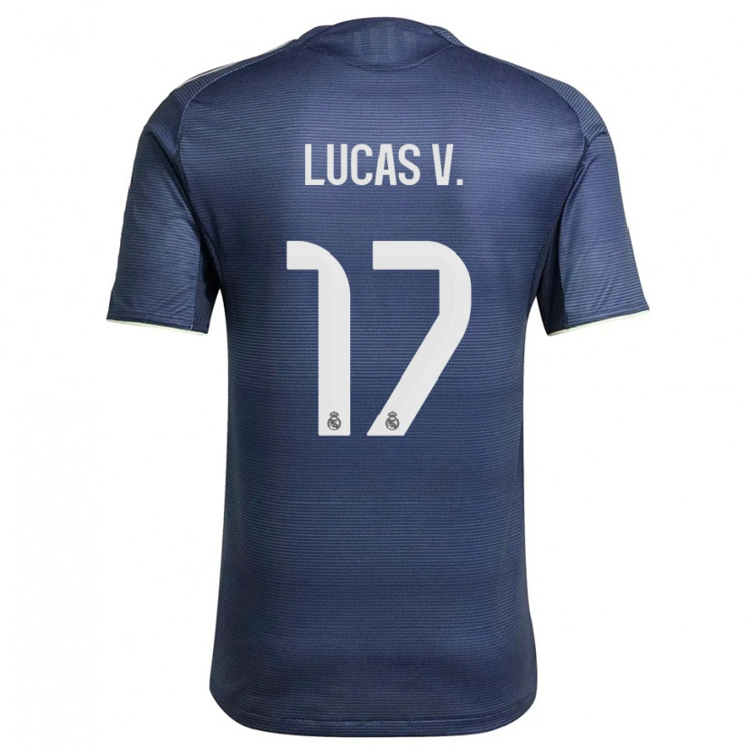 Danxen Kinder Lucas Vazquez #17 Marine Silber Auswärtstrikot Trikot 2025/26 T-Shirt