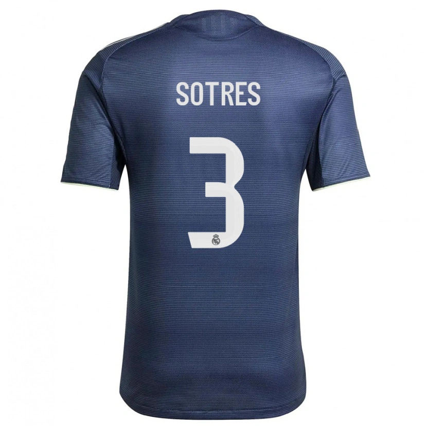 Danxen Kinder Alfredo Sotres #3 Marine Silber Auswärtstrikot Trikot 2025/26 T-Shirt
