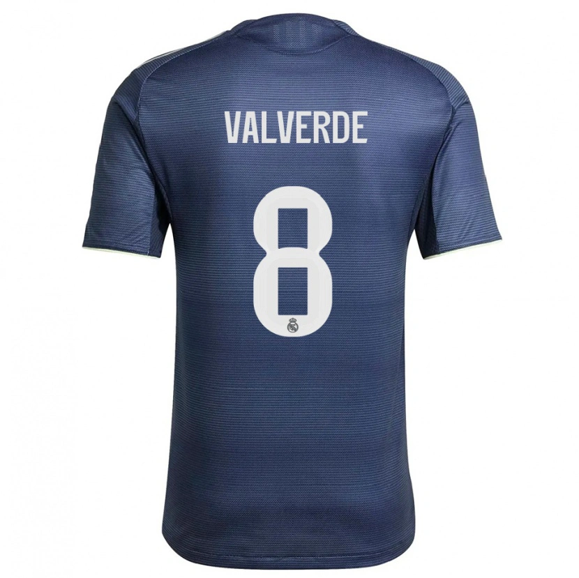 Danxen Kinder Federico Valverde #8 Marine Silber Auswärtstrikot Trikot 2025/26 T-Shirt