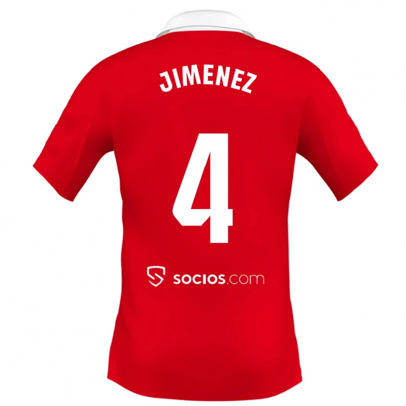 Danxen Kinder Diego Jiménez #4 Rot Weiß Grau Auswärtstrikot Trikot 2025/26 T-Shirt