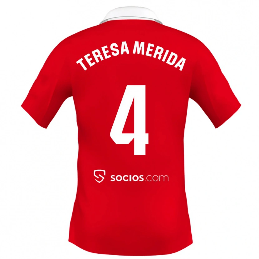 Danxen Kinder Teresa Merida #4 Rot Weiß Grau Auswärtstrikot Trikot 2025/26 T-Shirt