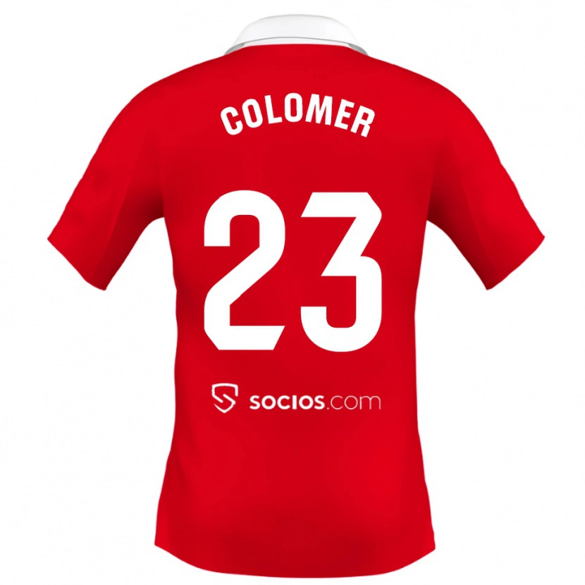 Danxen Kinder Carlos Colomer #23 Rot Weiß Grau Auswärtstrikot Trikot 2025/26 T-Shirt