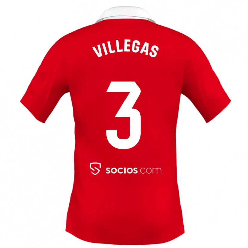 Danxen Kinder Juancho Villegas #3 Rot Weiß Grau Auswärtstrikot Trikot 2025/26 T-Shirt