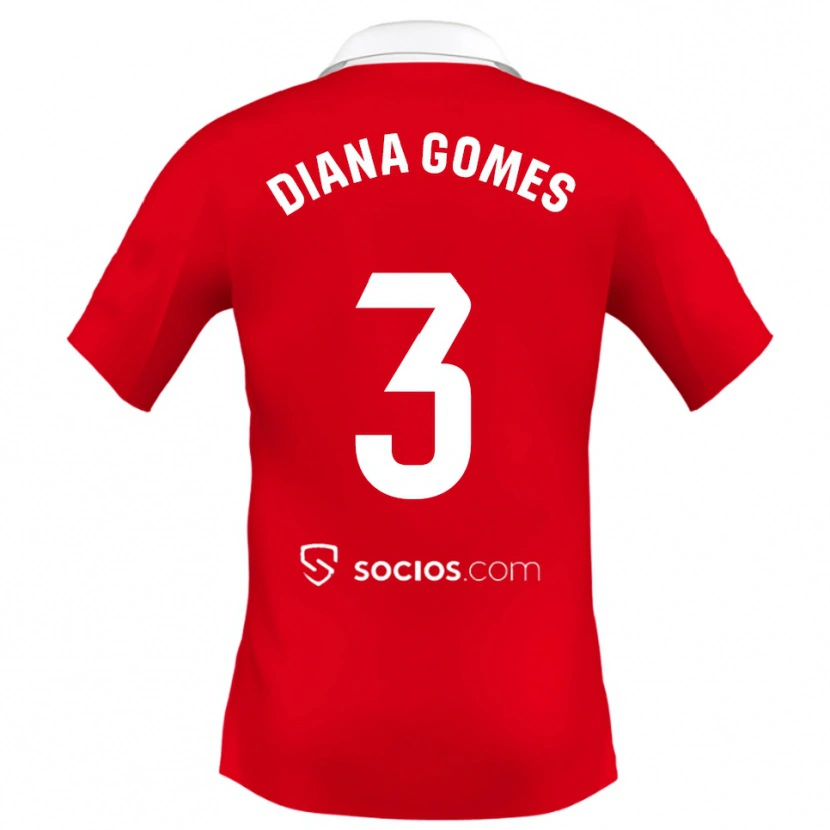 Danxen Kinder Diana Catarina Ribeiro Gomes #3 Rot Weiß Grau Auswärtstrikot Trikot 2025/26 T-Shirt