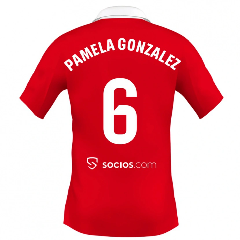 Danxen Kinder Cinthia Pamela González Medina #6 Rot Weiß Grau Auswärtstrikot Trikot 2025/26 T-Shirt