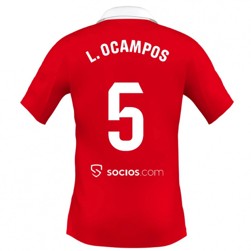 Danxen Kinder Lucas Ocampos #5 Rot Weiß Grau Auswärtstrikot Trikot 2025/26 T-Shirt