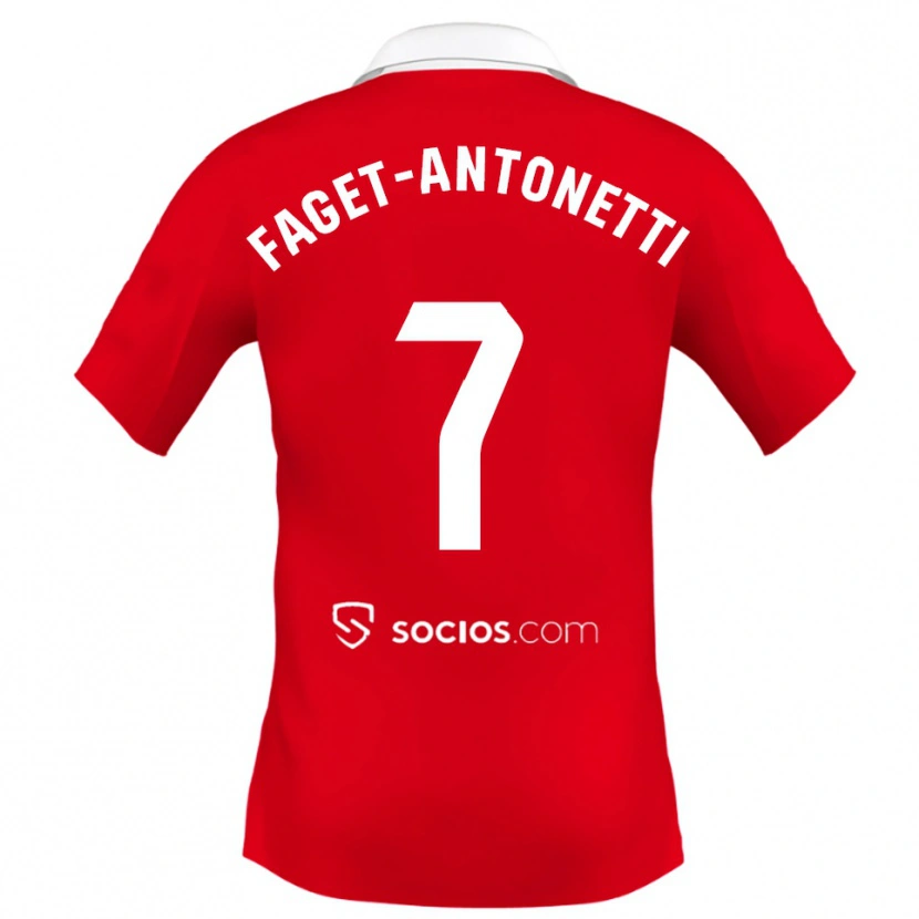 Danxen Kinder Roméo Faget-Antonetti #7 Rot Weiß Grau Auswärtstrikot Trikot 2025/26 T-Shirt