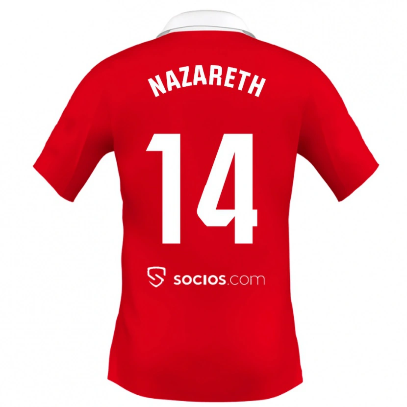 Danxen Kinder Nazareth Martín #14 Rot Weiß Grau Auswärtstrikot Trikot 2025/26 T-Shirt