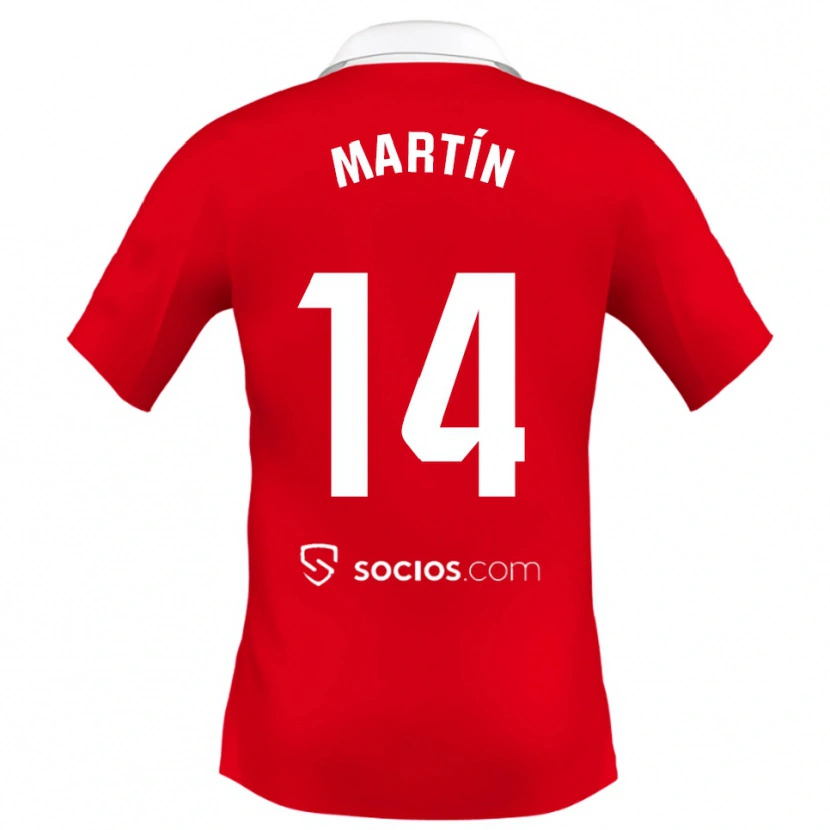 Danxen Kinder Nazaret Martín #14 Rot Weiß Grau Auswärtstrikot Trikot 2025/26 T-Shirt