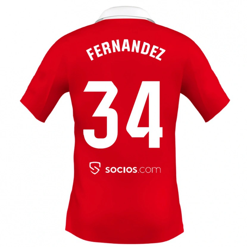Danxen Kinder Marc Fernández #34 Rot Weiß Grau Auswärtstrikot Trikot 2025/26 T-Shirt