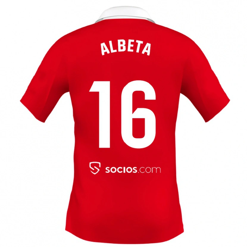 Danxen Kinder Alba López Pérez #16 Rot Weiß Grau Auswärtstrikot Trikot 2025/26 T-Shirt