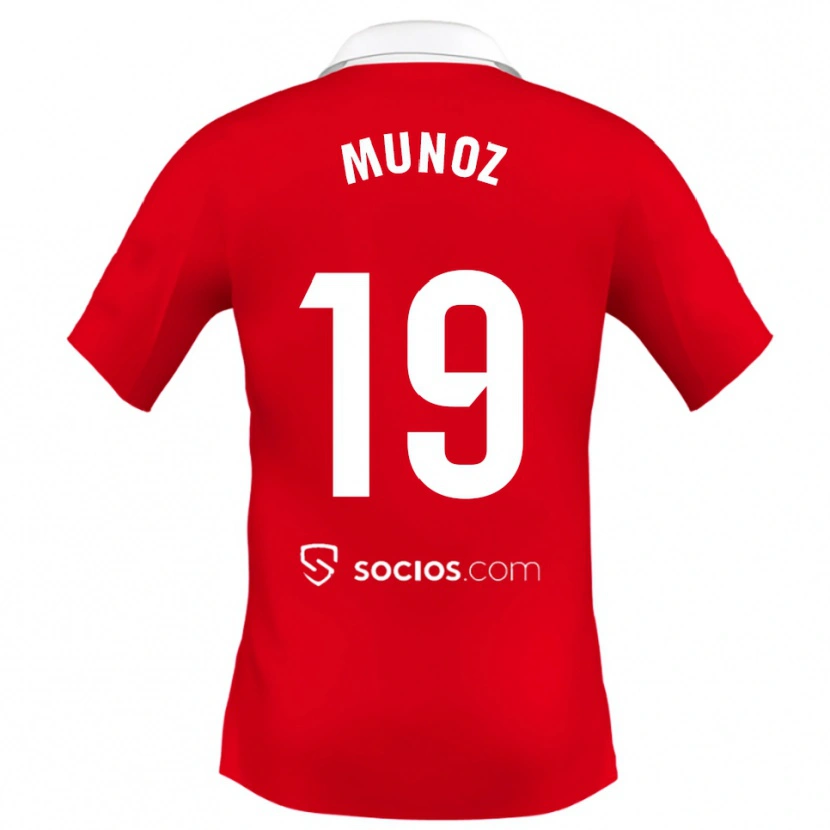 Danxen Kinder Iker Muñoz #19 Rot Weiß Grau Auswärtstrikot Trikot 2025/26 T-Shirt