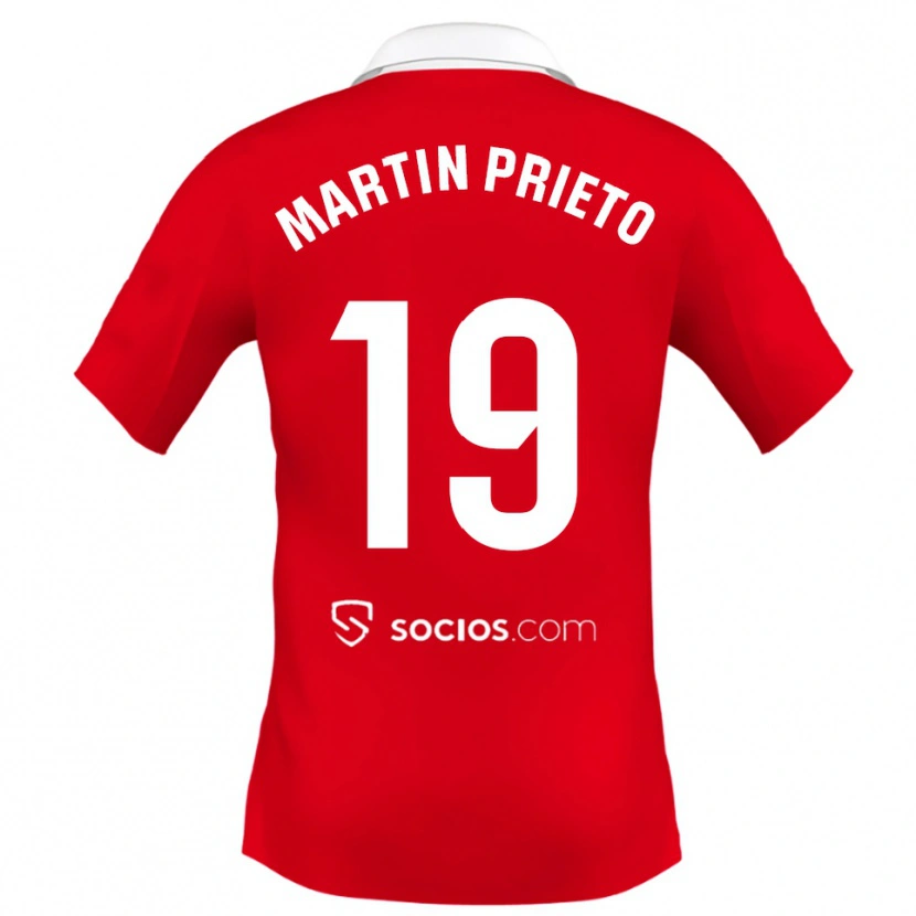 Danxen Kinder Cristina Martín-Prieto Gutiérrez #19 Rot Weiß Grau Auswärtstrikot Trikot 2025/26 T-Shirt