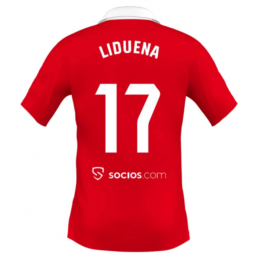 Danxen Kinder Daniel Lidueña #17 Rot Weiß Grau Auswärtstrikot Trikot 2025/26 T-Shirt