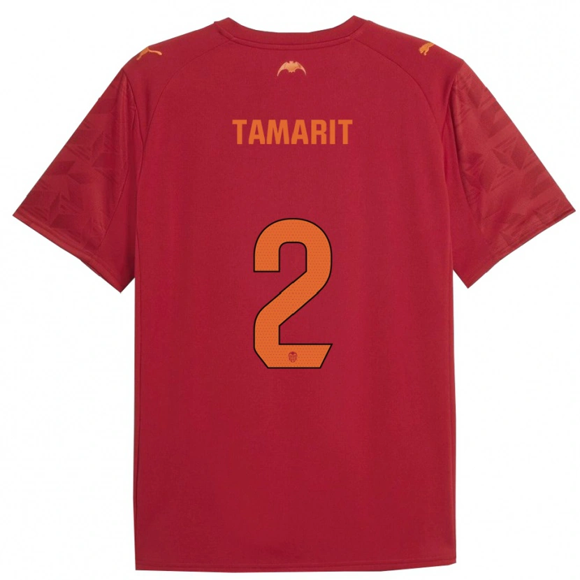 Danxen Kinder Sara Tamarit Verdeguer #2 Rot Orange Auswärtstrikot Trikot 2025/26 T-Shirt