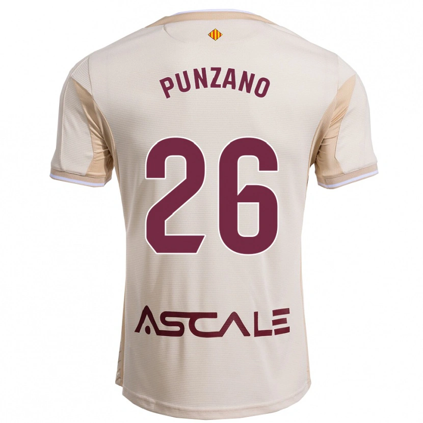 Danxen Kinder Iker Punzano #26 Cremeweiß Burgunderrot Auswärtstrikot Trikot 2025/26 T-Shirt