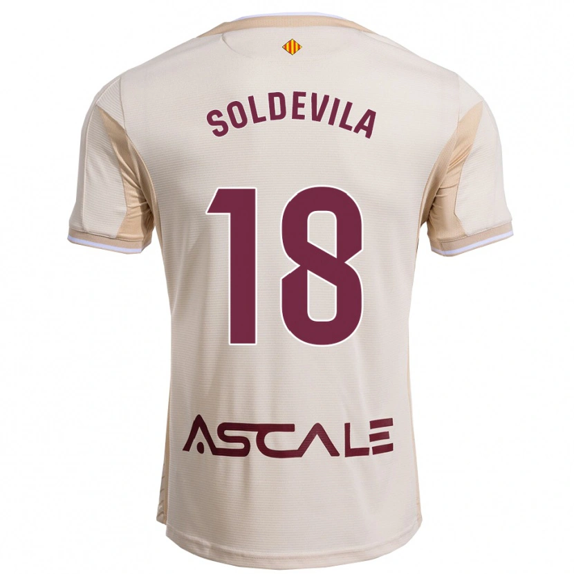 Danxen Kinder Paola Soldevila #18 Cremeweiß Burgunderrot Auswärtstrikot Trikot 2025/26 T-Shirt