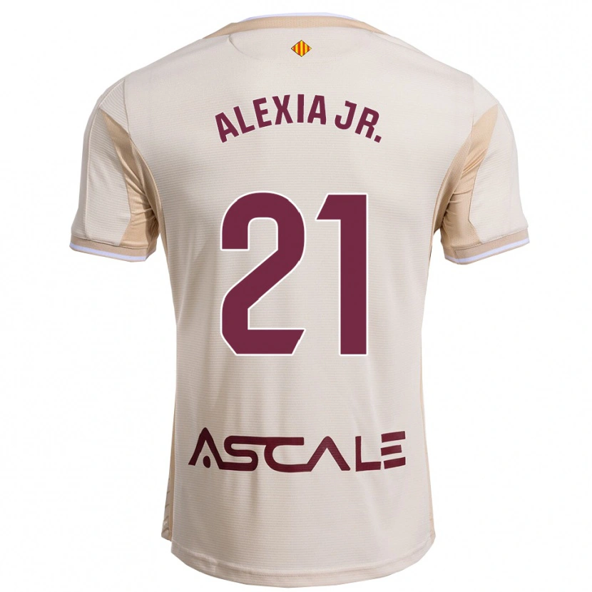 Danxen Kinder Alexia Blanco Llacuno #21 Cremeweiß Burgunderrot Auswärtstrikot Trikot 2025/26 T-Shirt