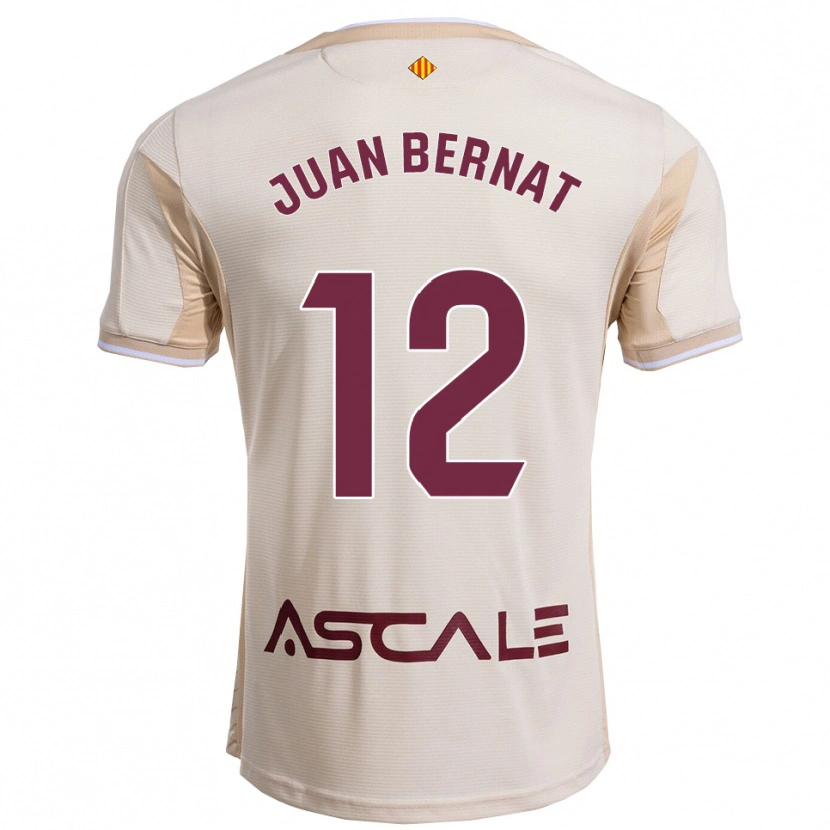 Danxen Kinder Juan Bernat #12 Cremeweiß Burgunderrot Auswärtstrikot Trikot 2025/26 T-Shirt