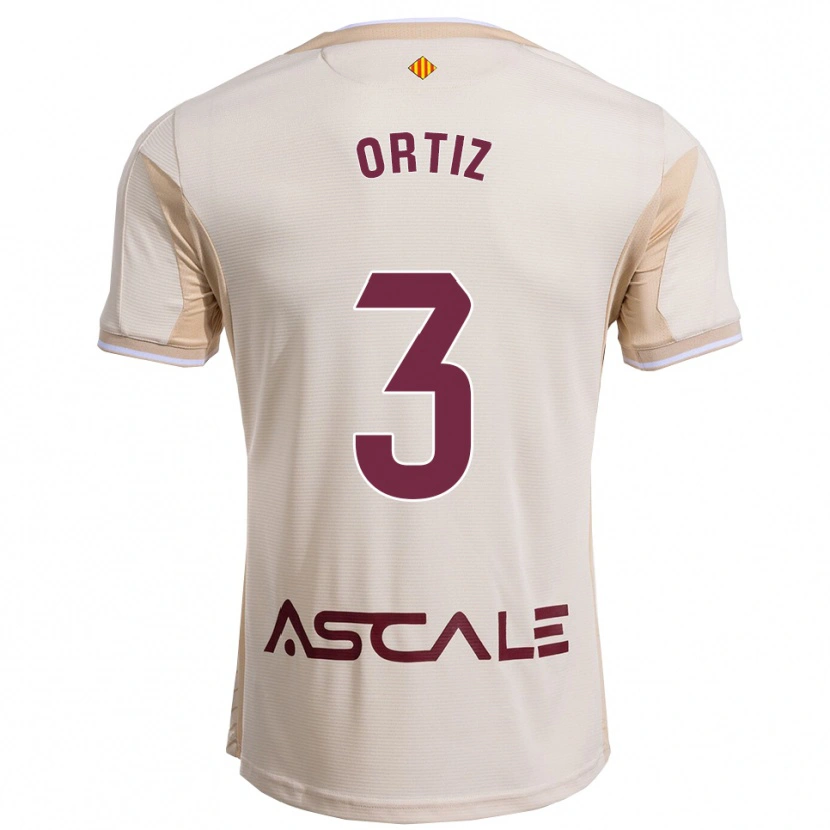 Danxen Kinder Eneko Ortiz #3 Cremeweiß Burgunderrot Auswärtstrikot Trikot 2025/26 T-Shirt